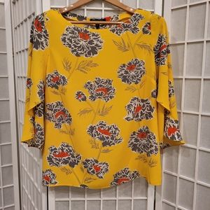 Banana Republic Yellow Floral blouse, size S